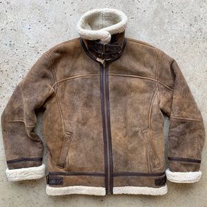 Vintage B-3 Bomber Shearling Leather Sherpa Jacket